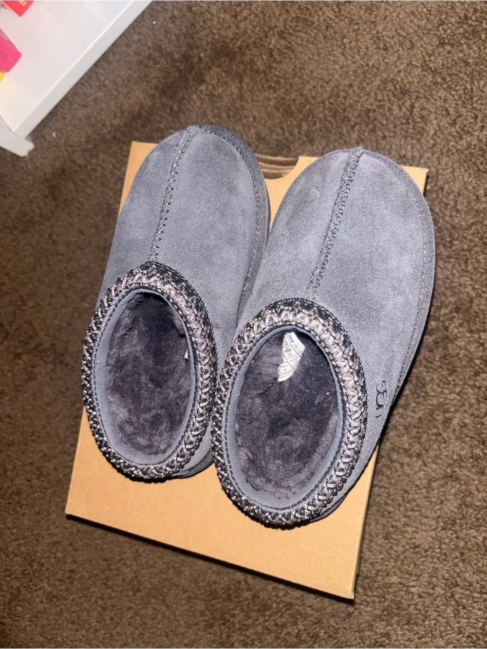 UGG Grey Suede Cozy Slip-On Mules